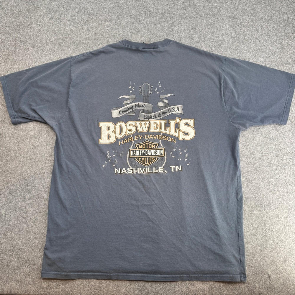 Harley-Davidson T-Shirt‎ Mens 2XL Pocket Tee Blue Boswells Nashville TN USA FAIR